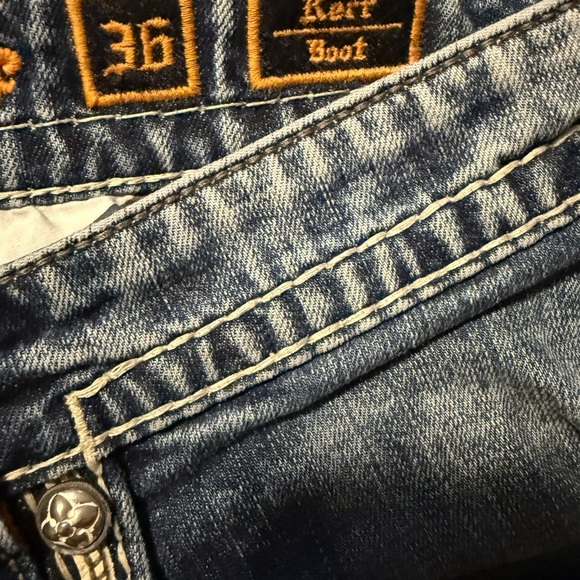 ROCK REVIVAL KERR BOOT SIZE 36X33 THICK STITCH 100% COTTON MENS JEANS - Picture 4 of 10